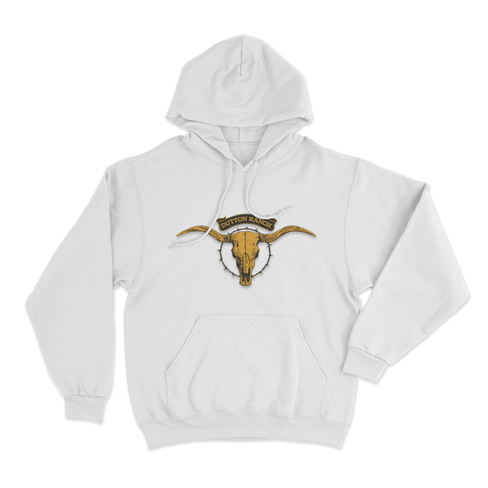 Dutton Ranch Barbed Wire Skull Unisex Hoodie White Dutton Ranch Barbed Wire Skull Unisex Hoodie White