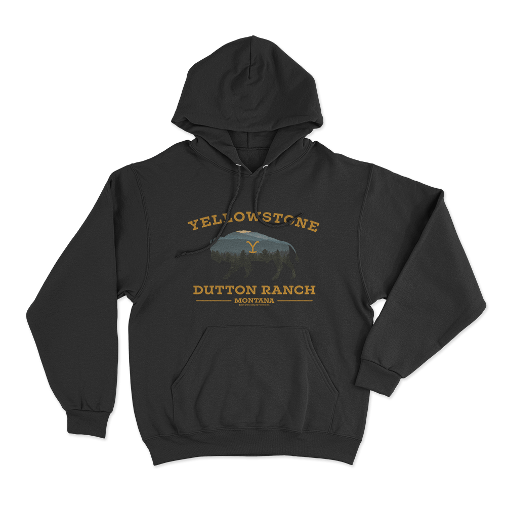 Yellowstone Dutton Ranch Bison Unisex Hoodie Black Yellowstone Dutton Ranch Bison Unisex Hoodie Black