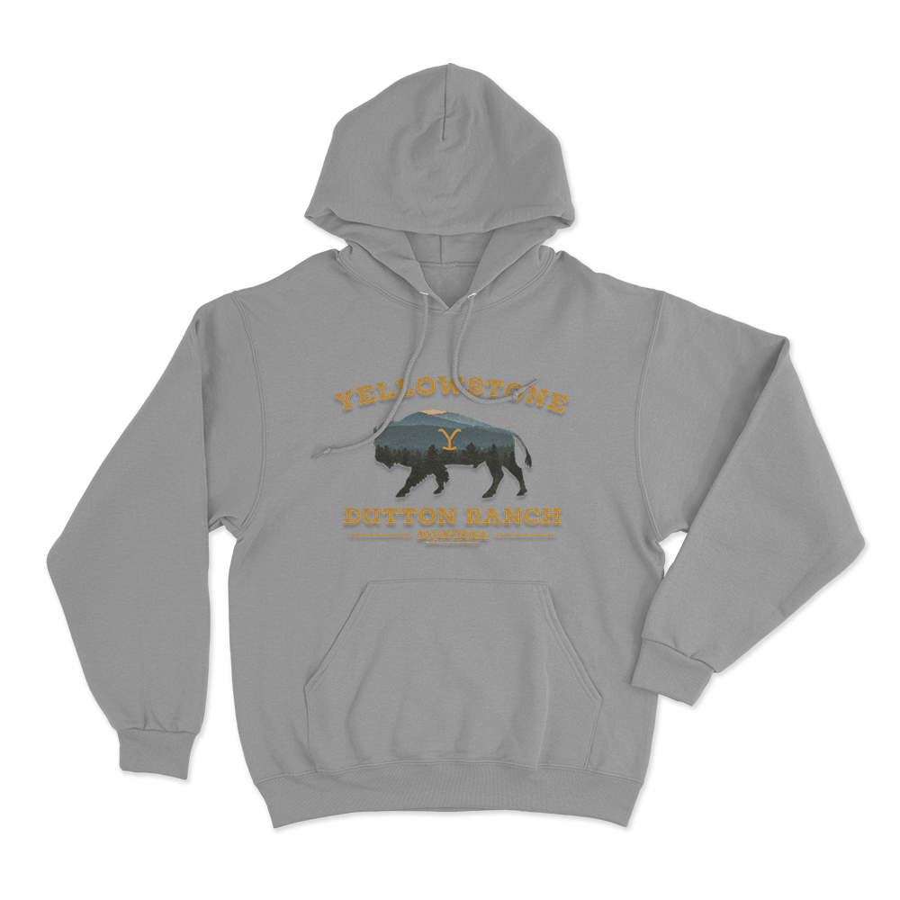 Yellowstone Dutton Ranch Bison Unisex Hoodie Grey Yellowstone Dutton Ranch Bison Unisex Hoodie Grey