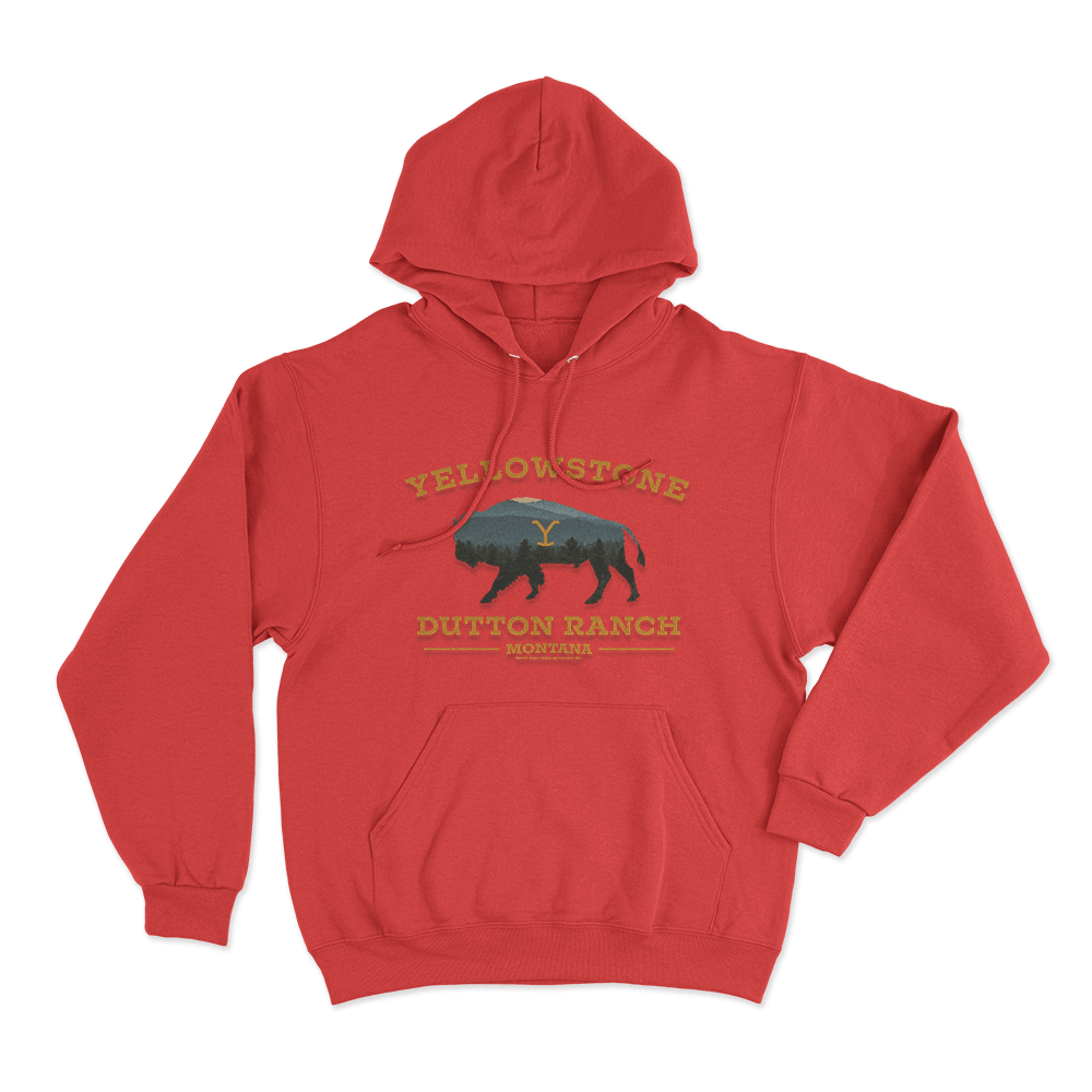 Yellowstone Dutton Ranch Bison Unisex Hoodie Red Yellowstone Dutton Ranch Bison Unisex Hoodie Red