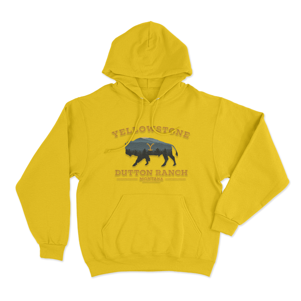 Yellowstone Dutton Ranch Bison Unisex Hoodie Yellow Yellowstone Dutton Ranch Bison Unisex Hoodie Yellow